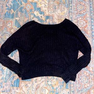 Abercrombie & Fitch Black Lightweight Cropped Sweater